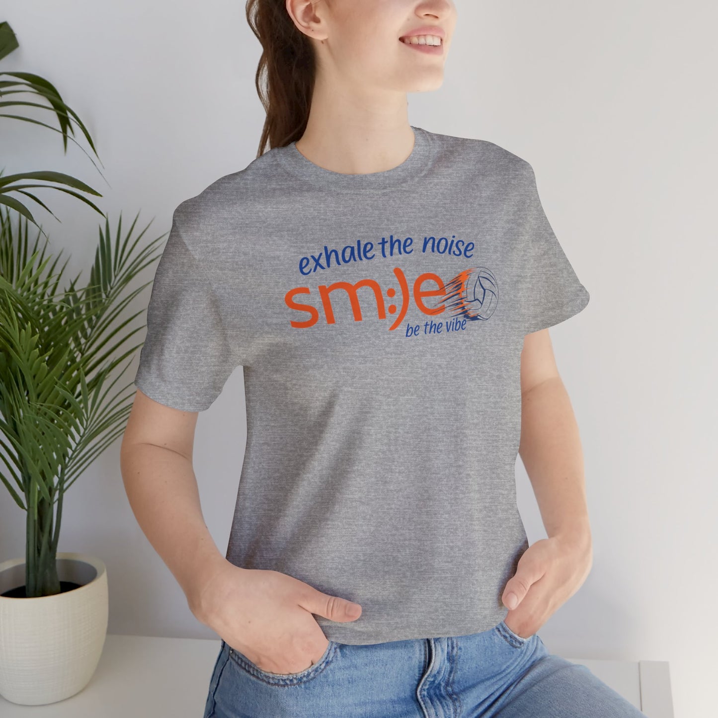 Exhale the Noise sm:)e Be the Vibe Volleyball Tee - Motivational Streetwear, Court Confidence, Athletic Gift