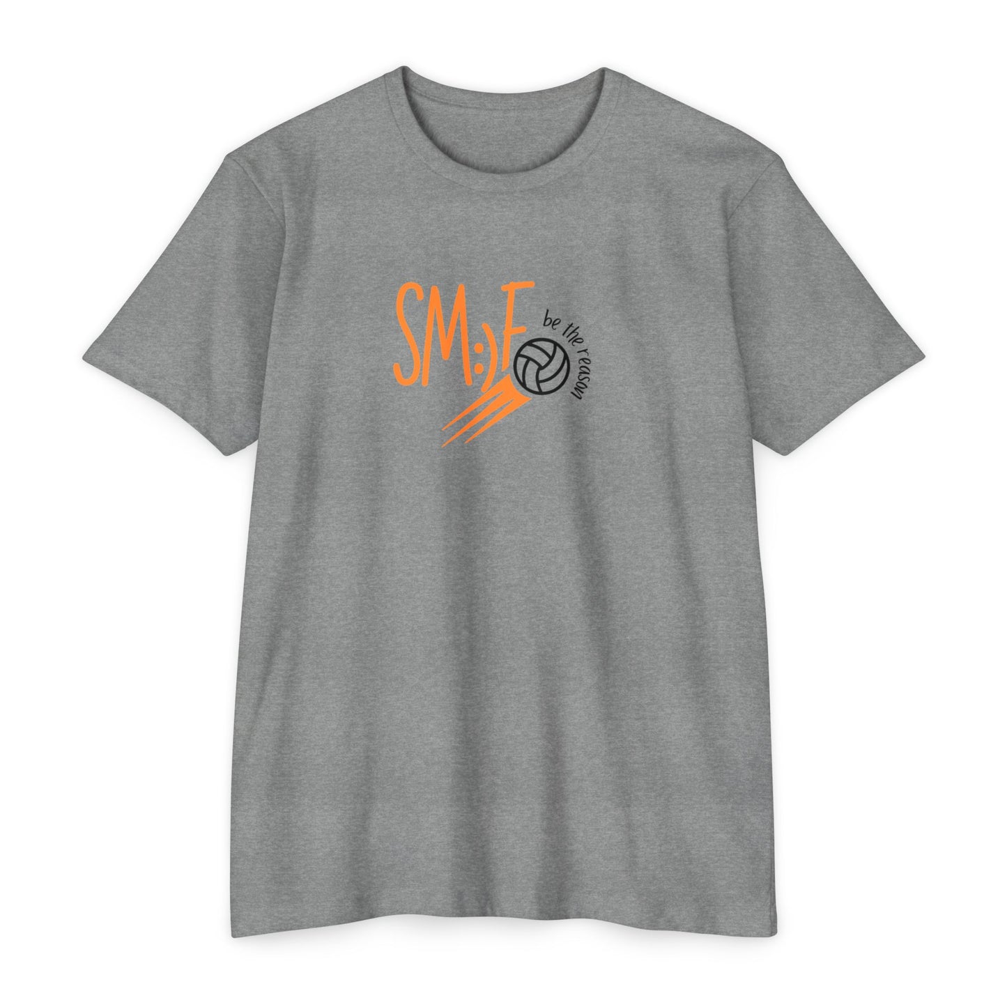 sm:)e Volleyball Enthusiast T-Shirt | Smile Be the Reason | Unisex CVC Jersey | Athletic Streetwear