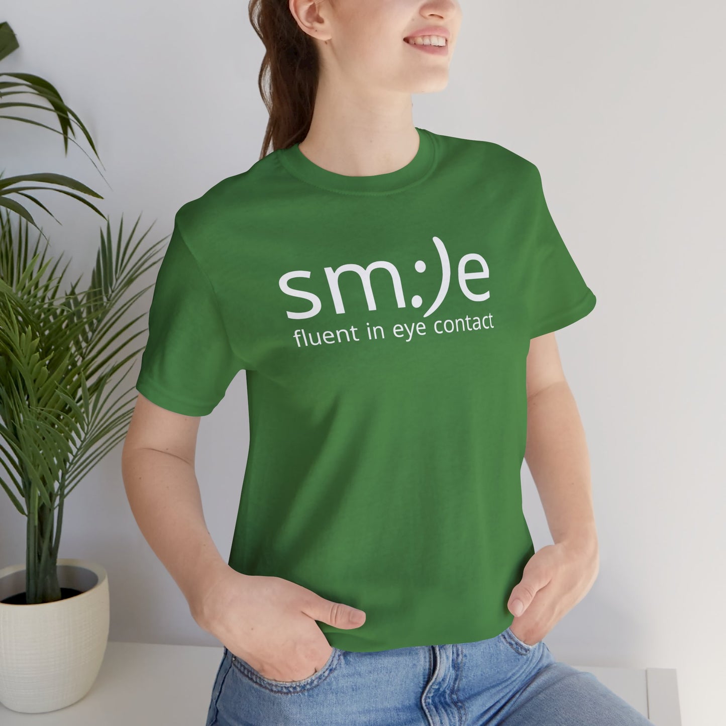 sm:)e Fluent in Eye Contact Jersey Tee | Social Butterfly Streetwear | Funny Connection Gift