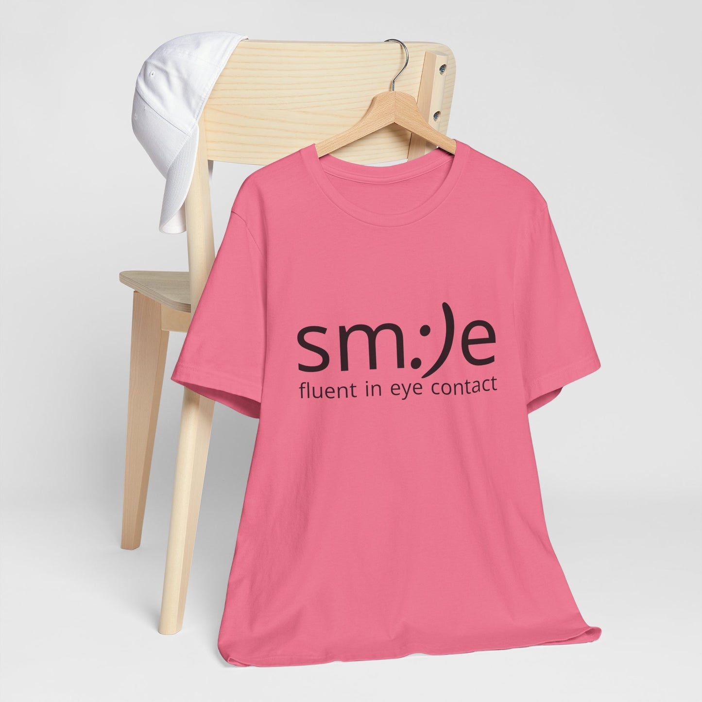 Unisex Jersey Short Sleeve Tee | sm:)e Fluent in Eye Contact | Confidence Streetwear