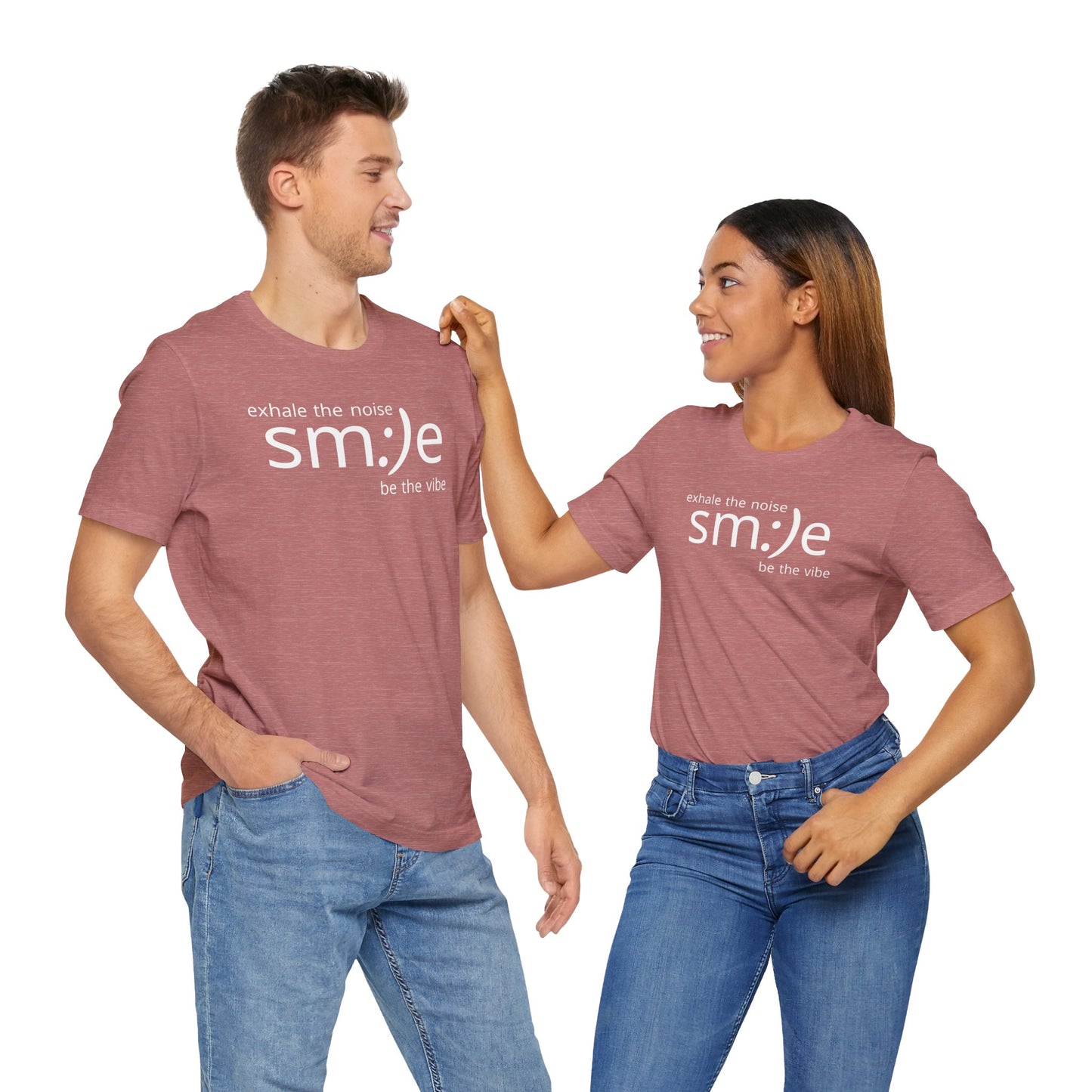 Exhale the Noise Smile Be the Vibe | sm:)e Mindful Streetwear Tee