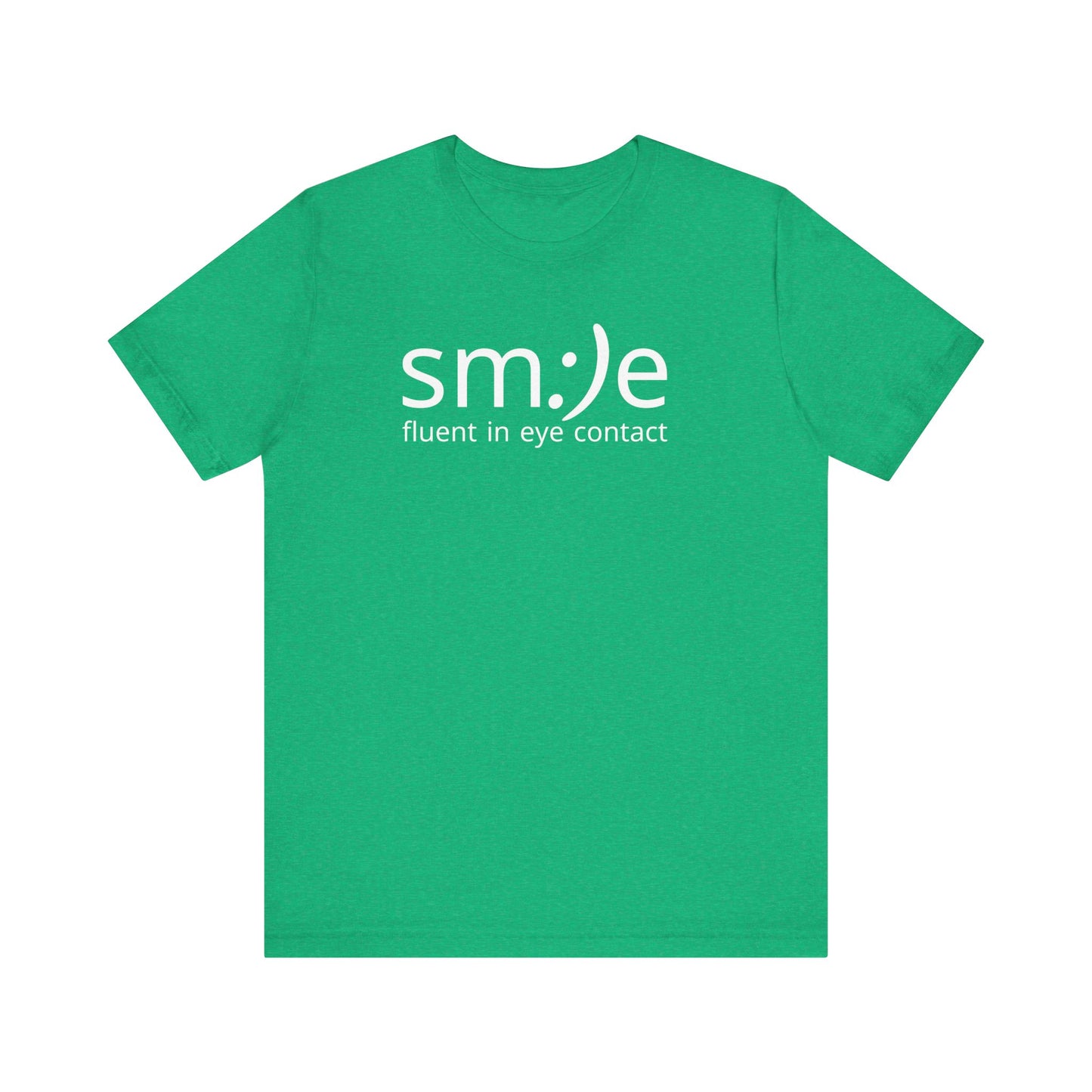 sm:)e Fluent in Eye Contact Jersey Tee | Social Butterfly Streetwear | Funny Connection Gift