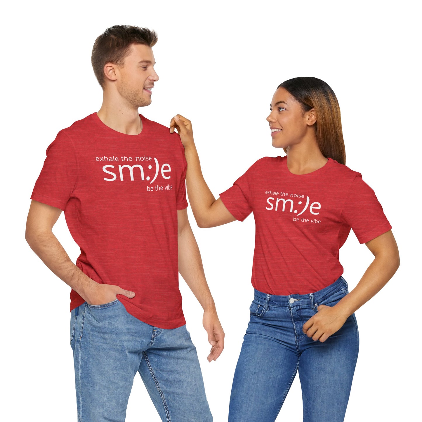 Exhale the Noise Smile Be the Vibe | sm:)e Mindful Streetwear Tee