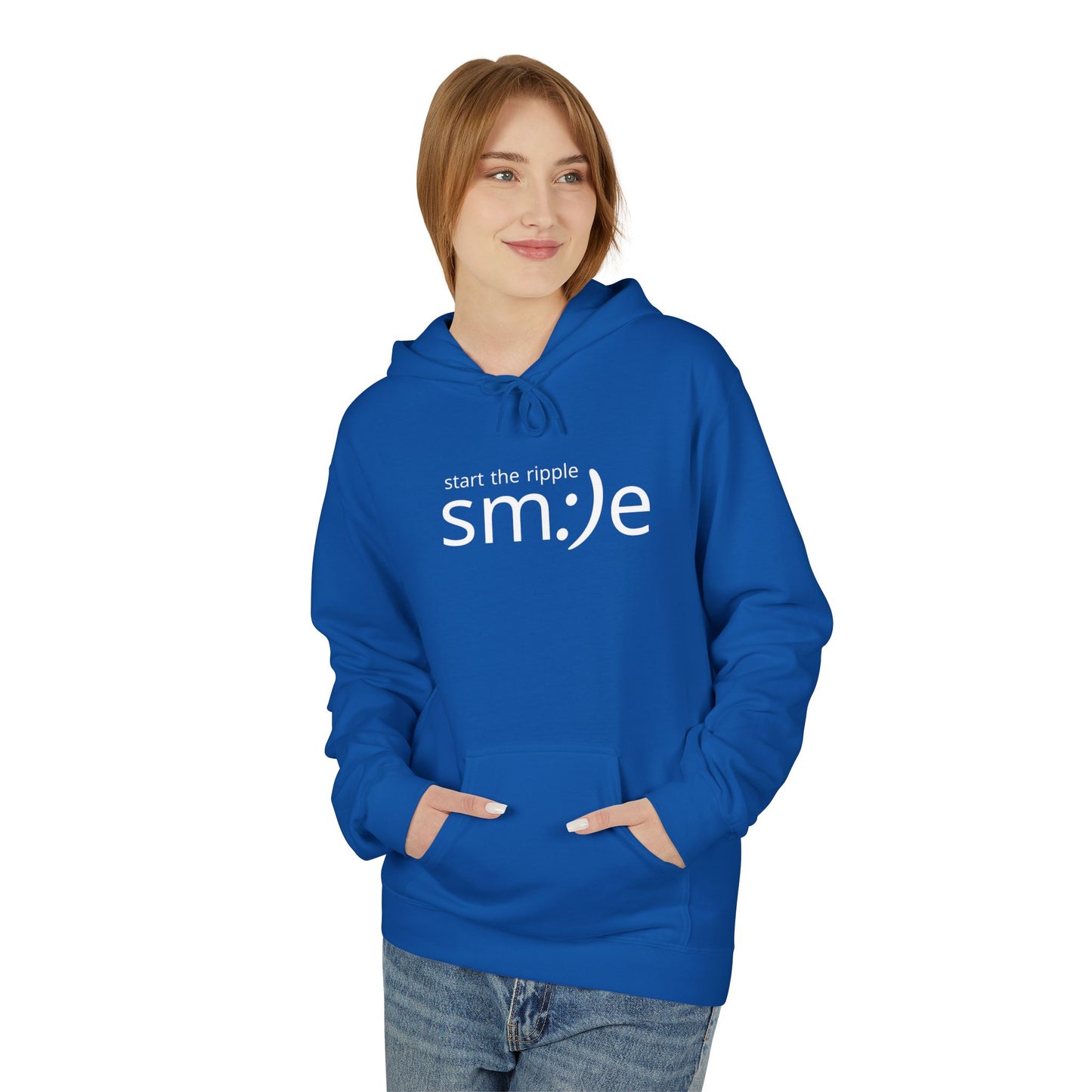 Start the Ripple sm:)e Cozy Fleece Hoodie - Fall Streetwear, Confidence Booster, Unisex Midweight Hoodie