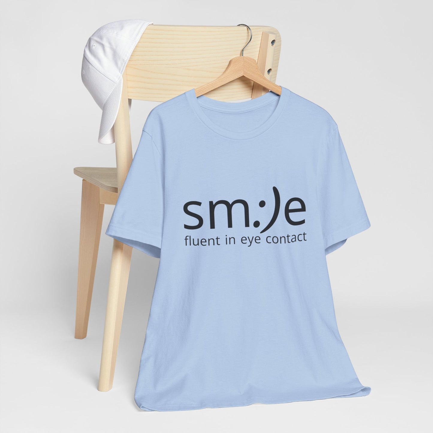 Unisex Jersey Short Sleeve Tee | sm:)e Fluent in Eye Contact | Confidence Streetwear