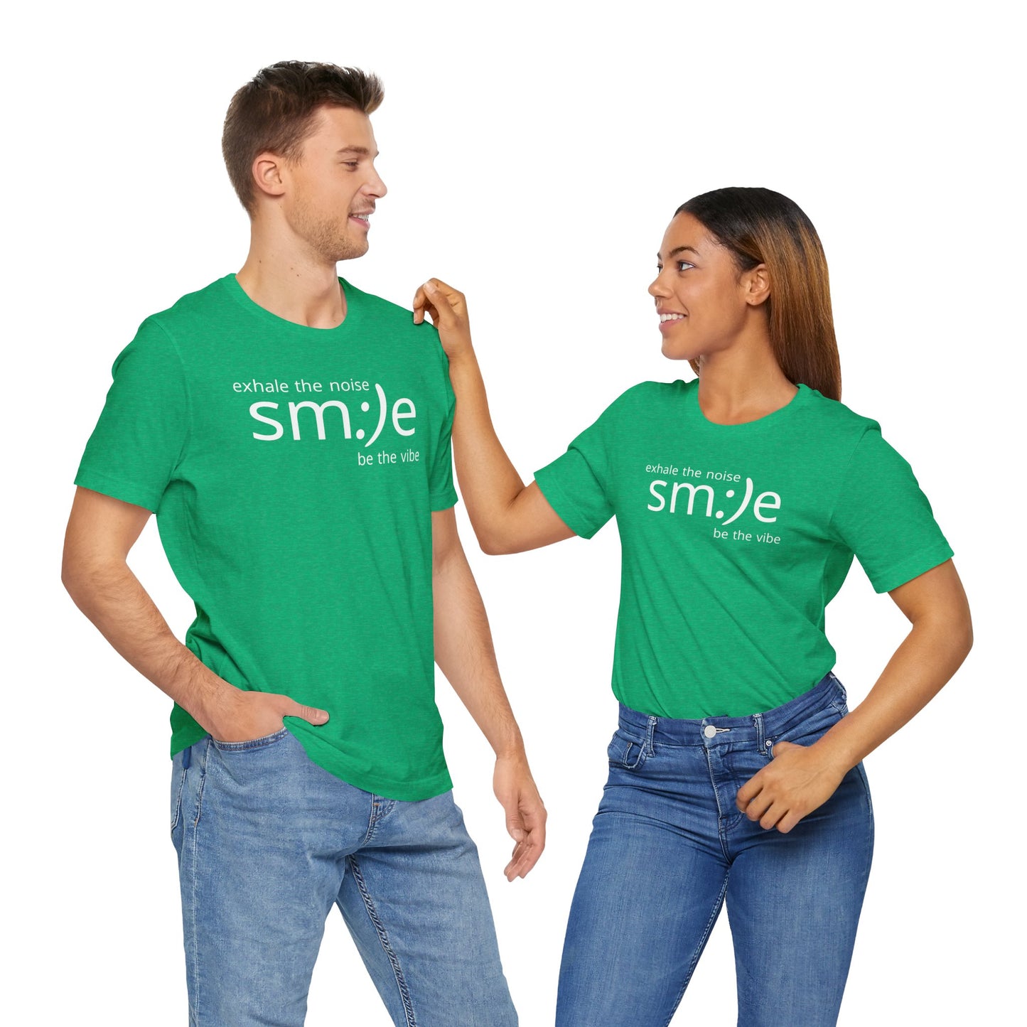 Exhale the Noise Smile Be the Vibe | sm:)e Mindful Streetwear Tee