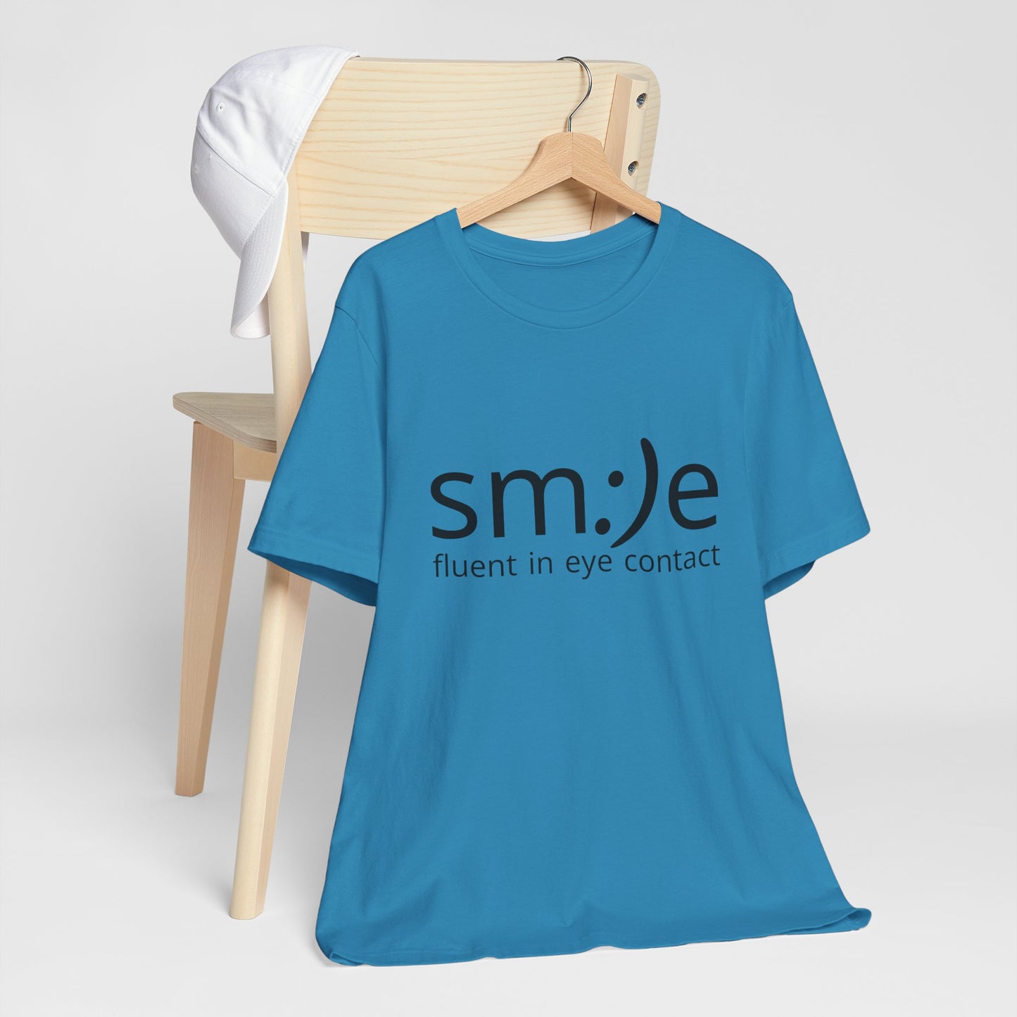 Unisex Jersey Short Sleeve Tee | sm:)e Fluent in Eye Contact | Confidence Streetwear