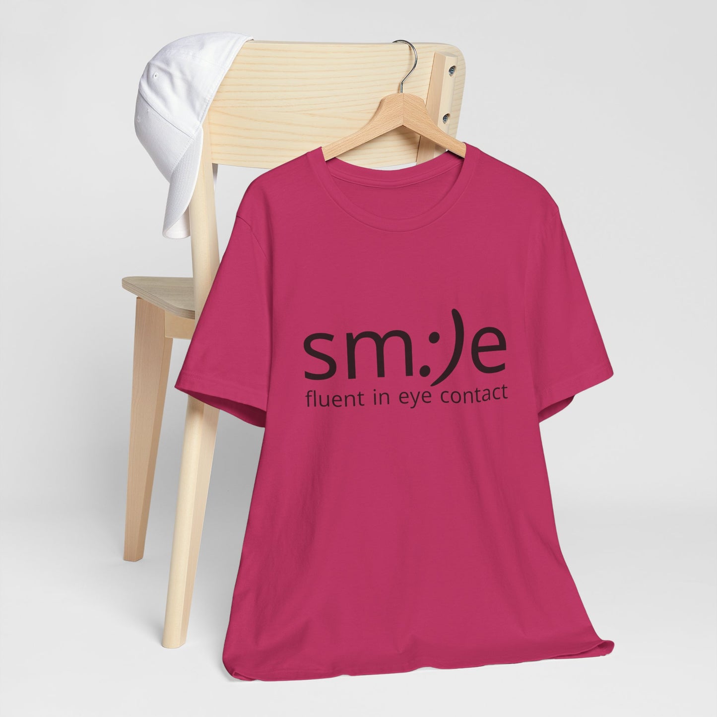 Unisex Jersey Short Sleeve Tee | sm:)e Fluent in Eye Contact | Confidence Streetwear