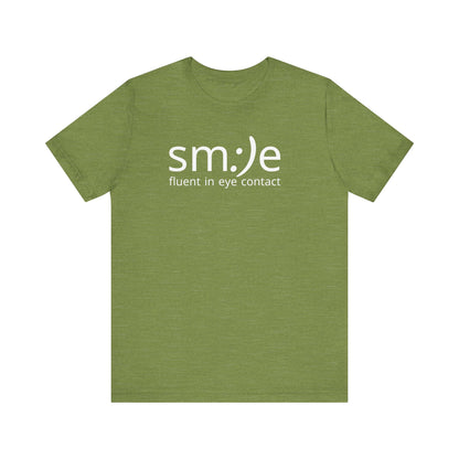 sm:)e Fluent in Eye Contact Jersey Tee | Social Butterfly Streetwear | Funny Connection Gift