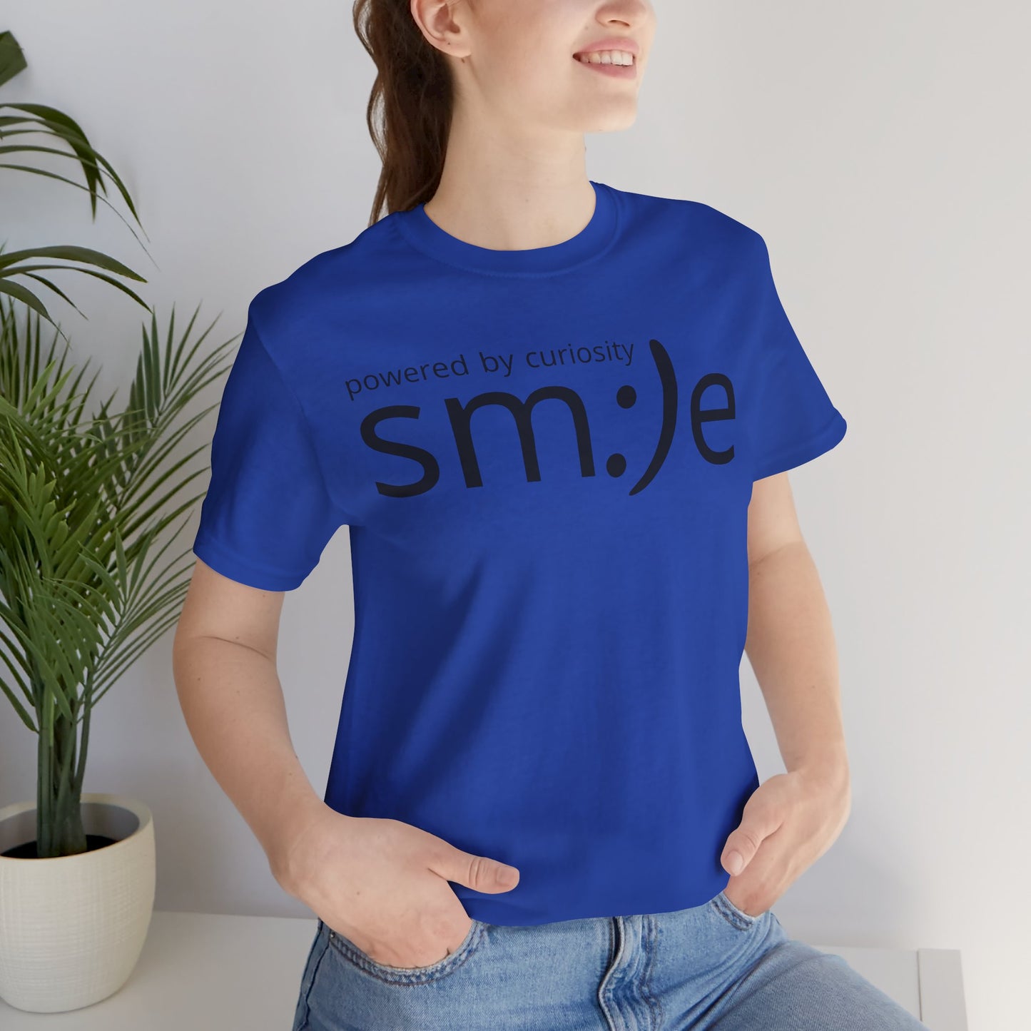 Powered by Curiosity sm:)e T-Shirt | Streetwear Motivational Graphic Tee